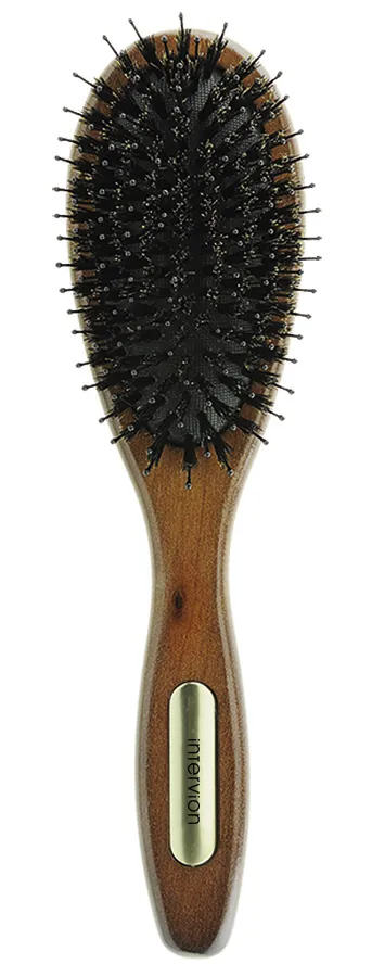 Intervion drewniana szczotka do włosów z plastikowym włosiem, 1 szt.