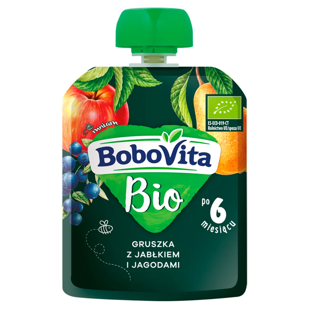 BoboVita BIO gruszka-jabłko-jagody, 80 g