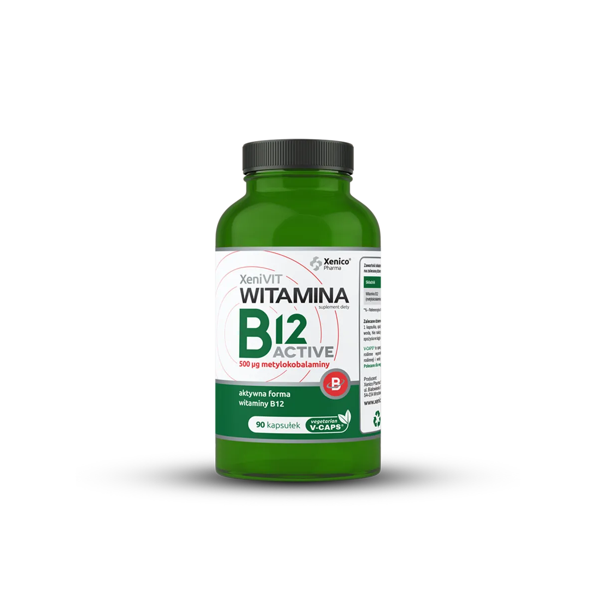 Witamina b12 active methylocobalamin, suplement diety, 500mcg, 90 kapsułek