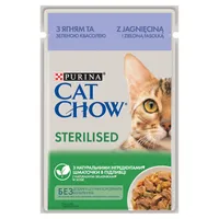 Purina Cat Chow Sterilised mokra karma dla kotów jagnięcina i zielona fasolka w sosie, 85 g