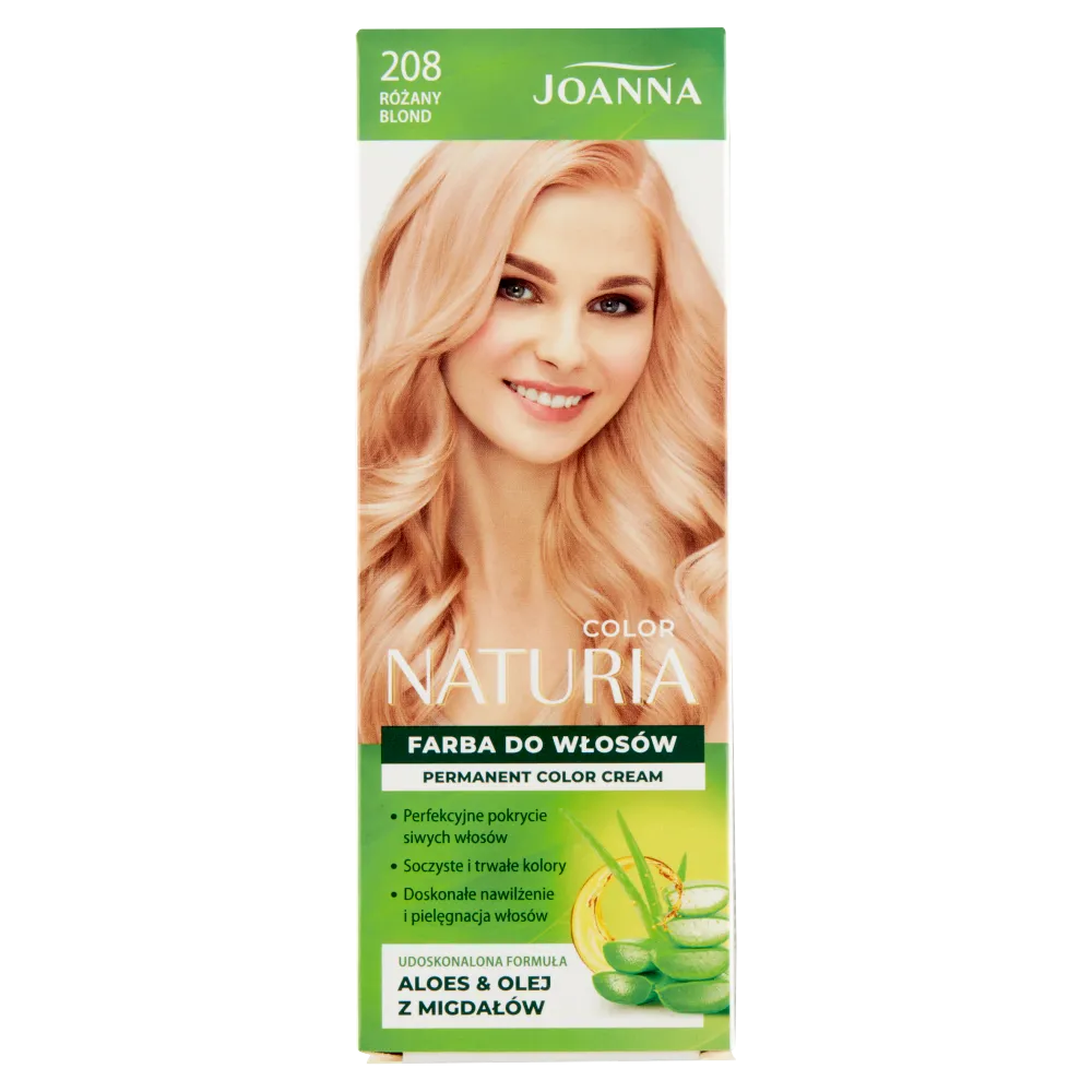 Joanna Naturia Color Farba do włosów nr 208 Różany Blond, utleniacz 60 g + farba 40 g