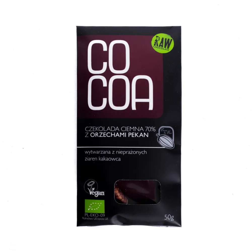 COCOA, czekolada ciemna 70% z orzechami pekan, 50 g 