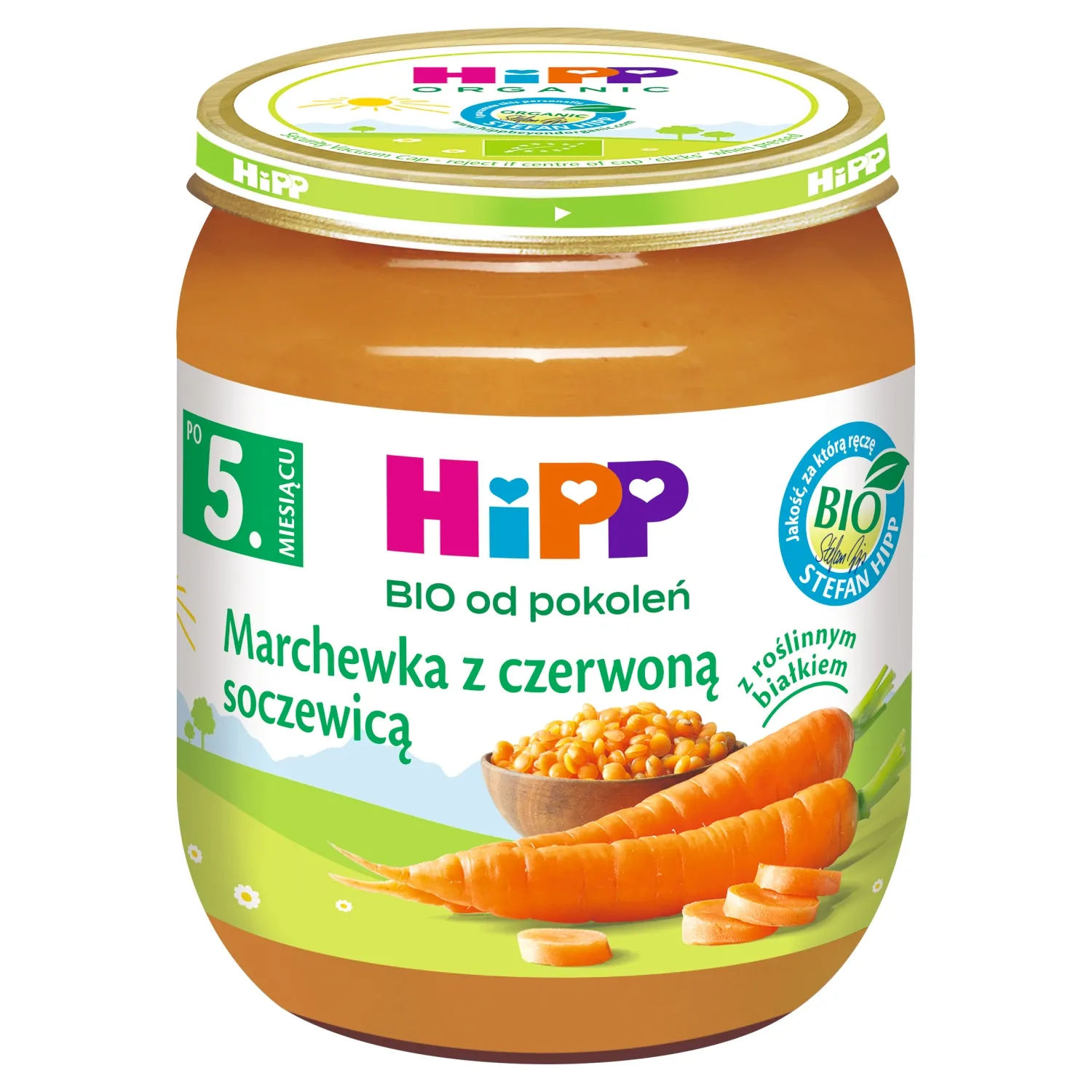 HiPP BIO od pokoleń obiadek marchewka z czerwoną soczewicą po 5. miesiącu, 125 g