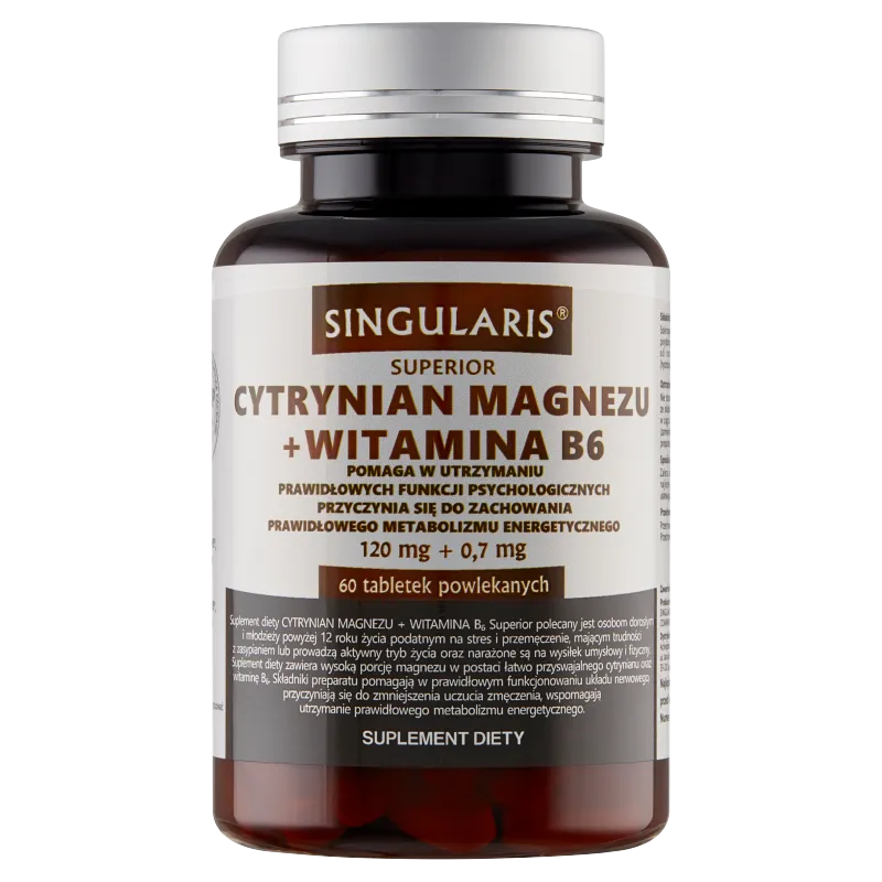 Singularis Superior Cytrynian Magnezu + Witamina B6, suplement diety, 60 tabletek