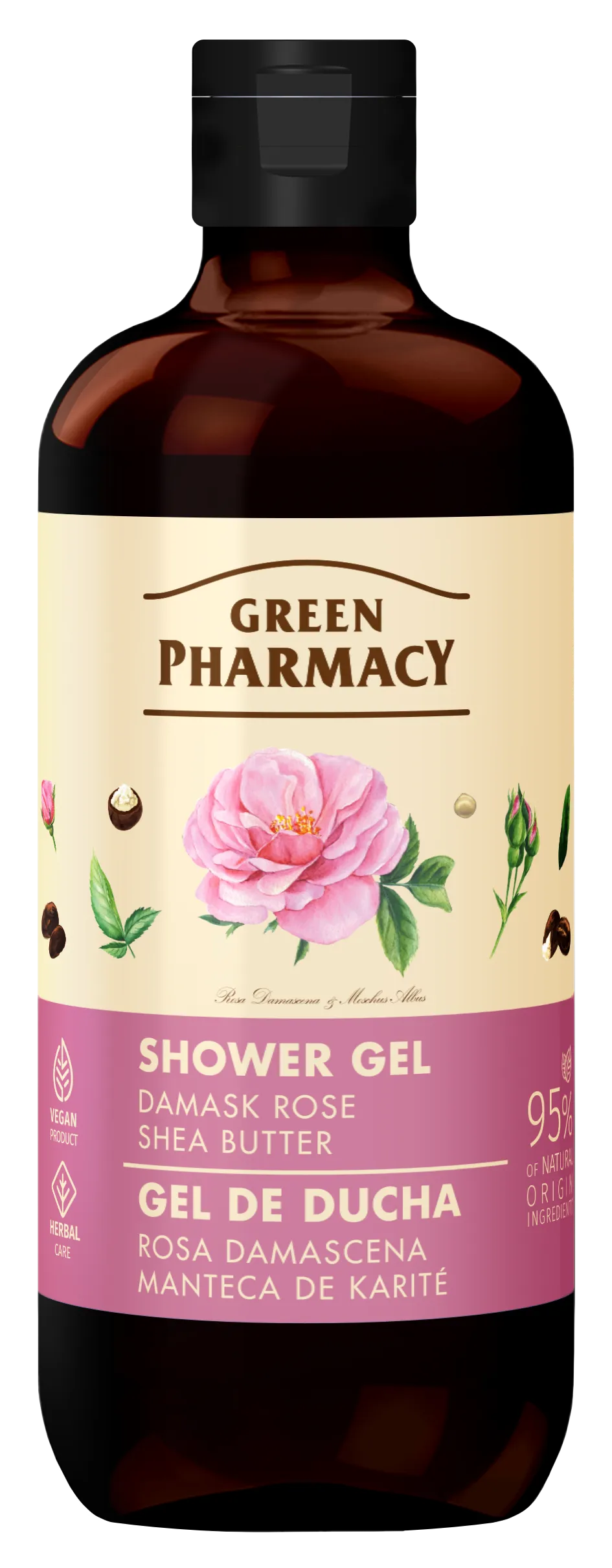 Green Pharmacy żel pod prysznic Róża damasceńska i Masło shea, 500 ml