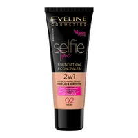 Eveline Cosmetics Selfie Time kryjąco-nawilżający podkład i korektor 2w1 nr 02 Ivory, 30 ml