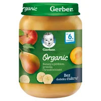 Gerber Organic deser banan, jabłko, gruszka i brzoskwinia dla niemowląt powyżej 6 miesiąca, 125 g