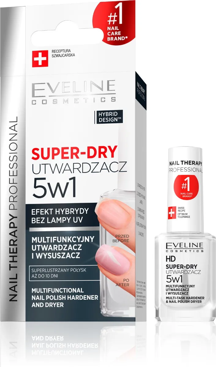 Eveline Cosmetics Nail Therapy Professional Super-Dry multifunkcyjny utwardzacz i wysuszacz 5w1, 12 ml