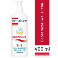 Emolium Dermocare, 3w1 płyn do kąpieli, żel do mycia, szampon, 400 ml