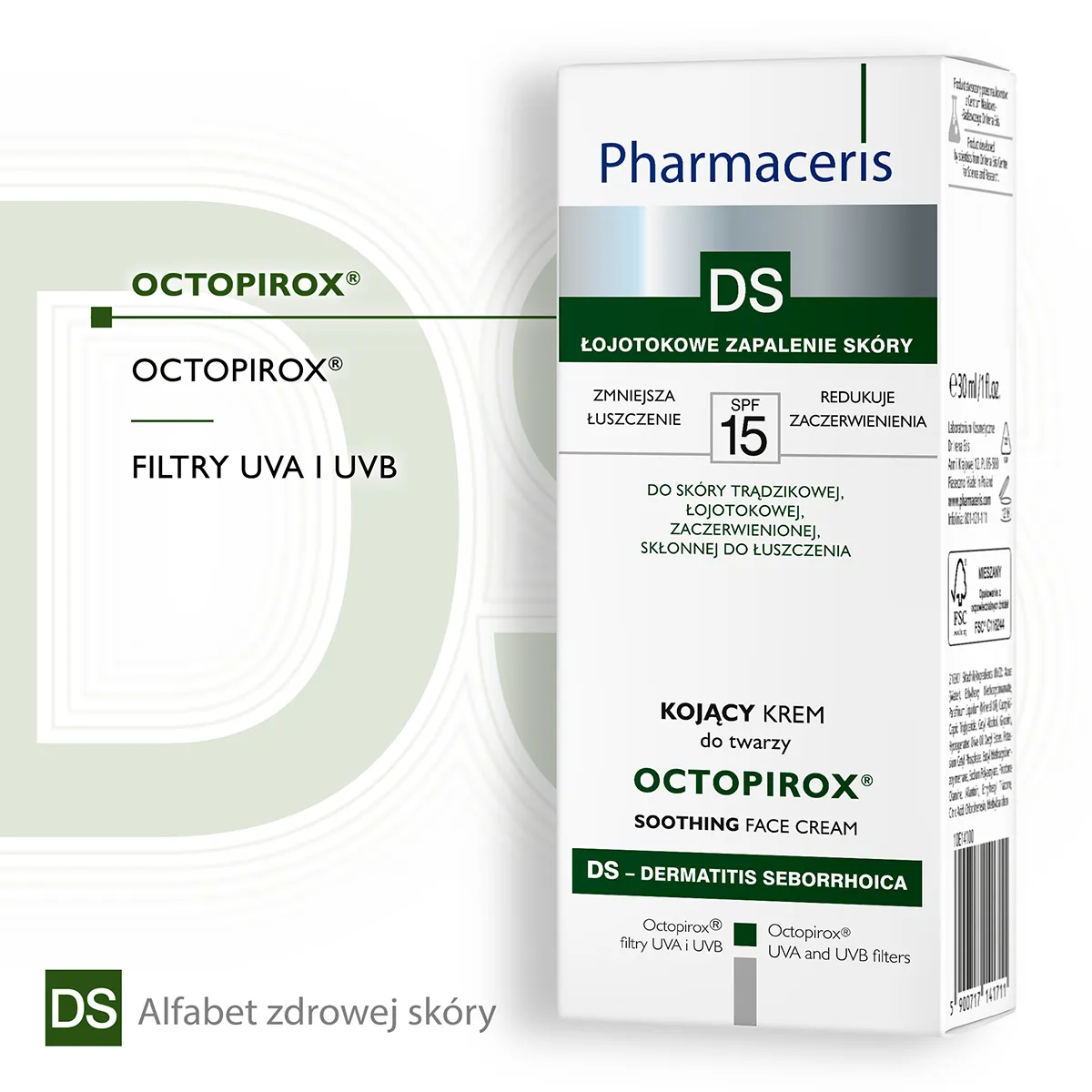Pharmaceris DS Octopirox - kojący krem do twarzy SPF 15, 30 ml 