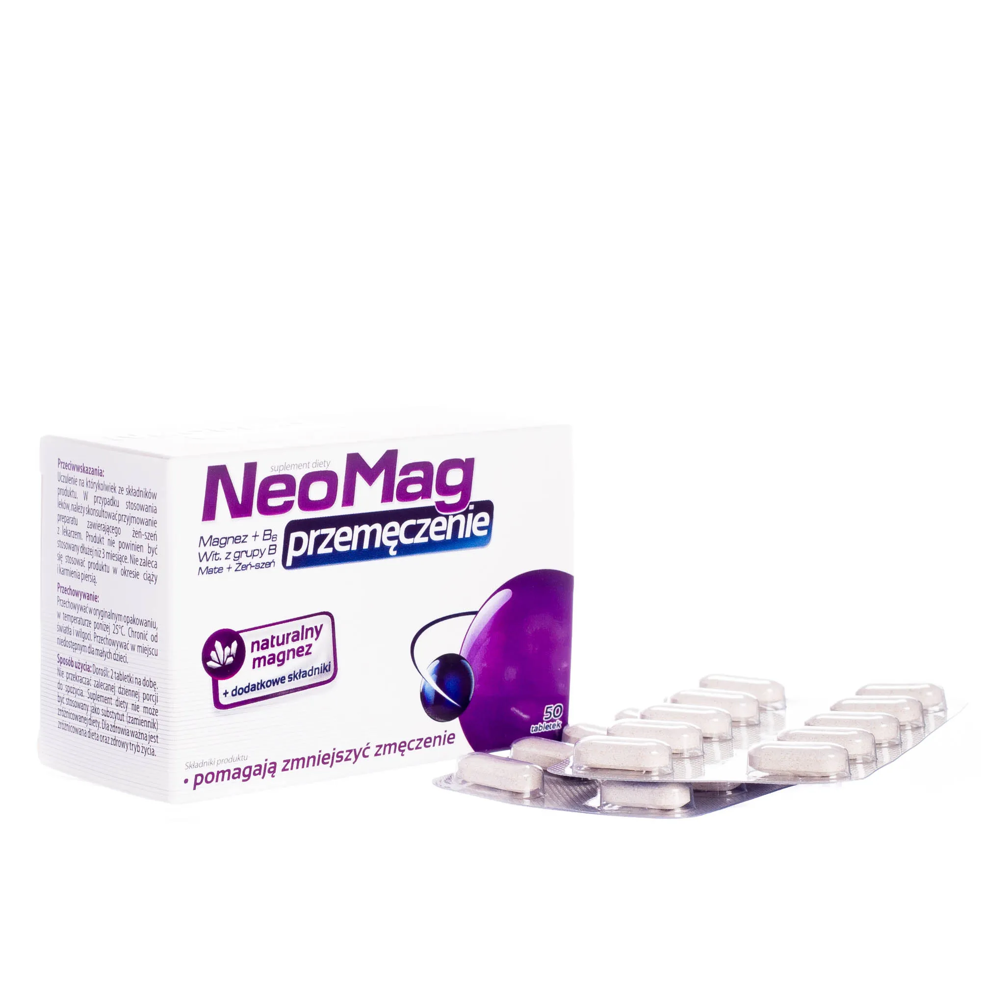 NeoMag przemęczenie - suplement diet z Magnezem i wit. z grupy B, 50 tabletek