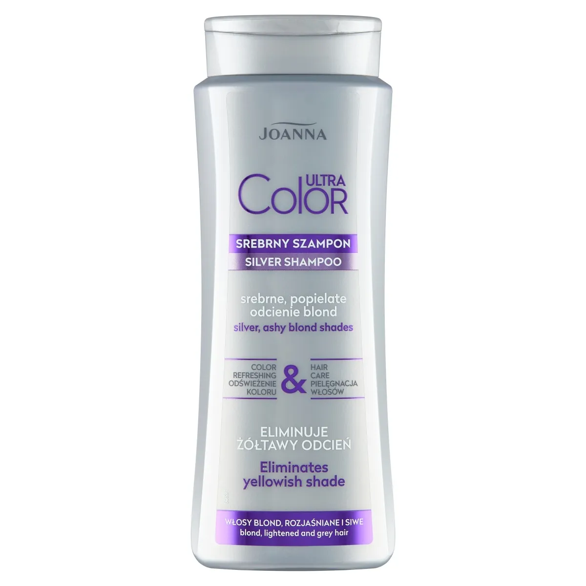 Joanna Ultra Color srebrny szampon, srebrne, popielate odcienie blond, 400 ml 