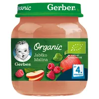 Gerber Organic deser jabłko i malina dla niemowląt powyżej 4 miesiąca, 125 g