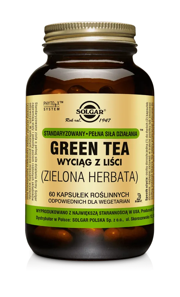 Solgar Green Tea Zielona Herbata, suplement diety, 60 kapsułek