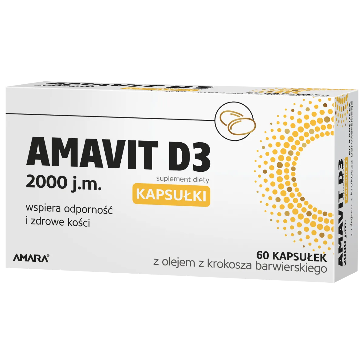 Amavit D3, 2000 j.m., suplement diety, 60 kapsułek