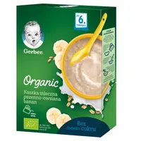 Gerber Organic kaszka mleczna pszenno-owsiana z bananem, 240 g