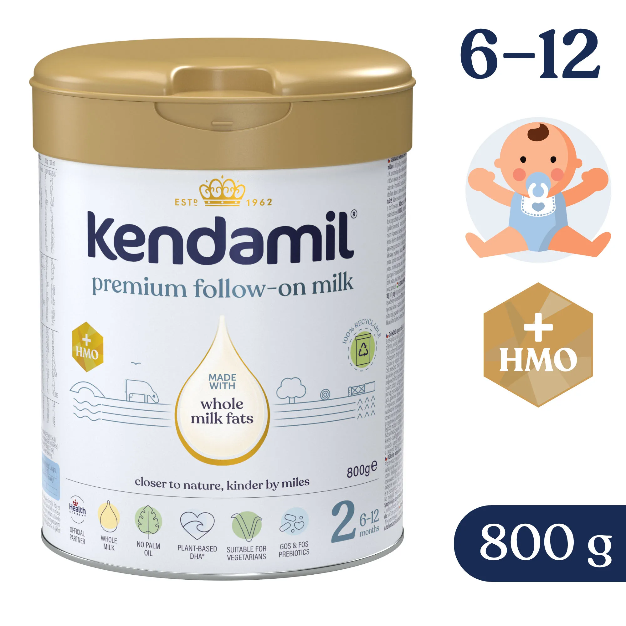 Kendamil Premium 2 HMO+ mleko następne, 800 g 