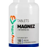 MyVita, Magnez + witamina B6, cytrynian magnezu, suplement diety, 100 tabletek