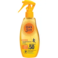 Dax Sun Active transparentny  wysoko wodoodporny spray do opalania SPF50, 200 ml
