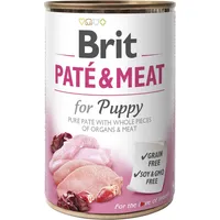 Brit Pate&Meat Puppy Chicken&Turkey Karma mokra z kurczakiem i indykiem dla szczeniąt i młodych psów, 800 g