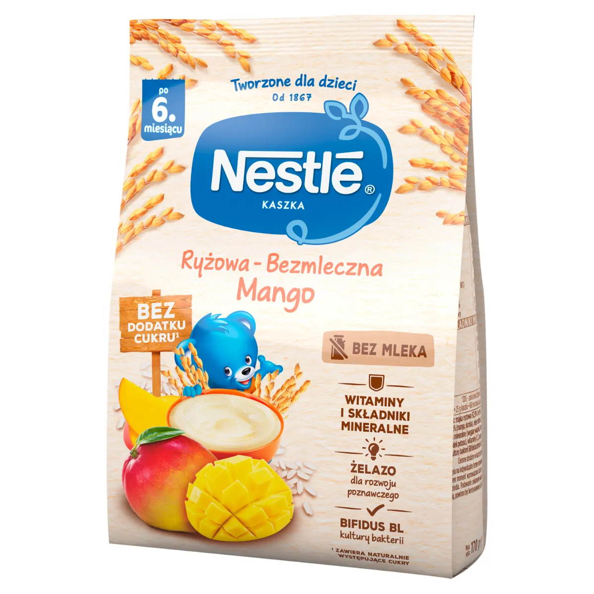 Nestle kaszka ryżowa bezmleczna dla dzieci powyżej 6 miesiąca życia mango, 170 g