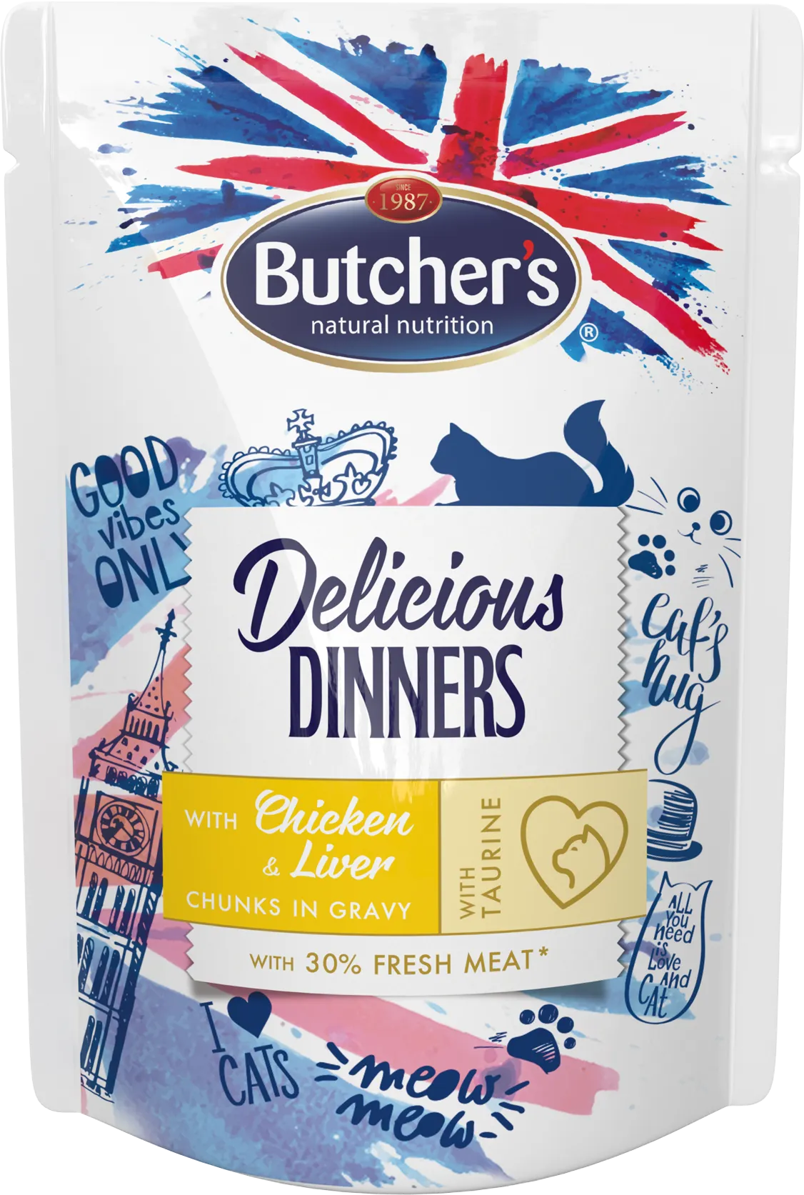Butcher's Delicious Dinners Kawałki w sosie z kurczakiem i wątróbką, 100 g