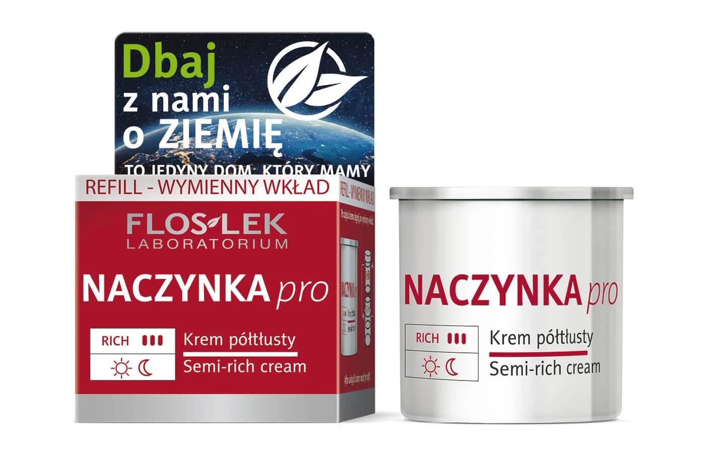 Floslek Naczynka Pro, krem półtłusty - REFILL (wkład wymienny), 50 ml
