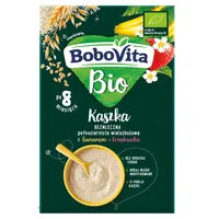 BoboVita Bio owsianka pełnoziarnista z bananem i truskawką dla niemowląt po 8 miesiącu, 200 g