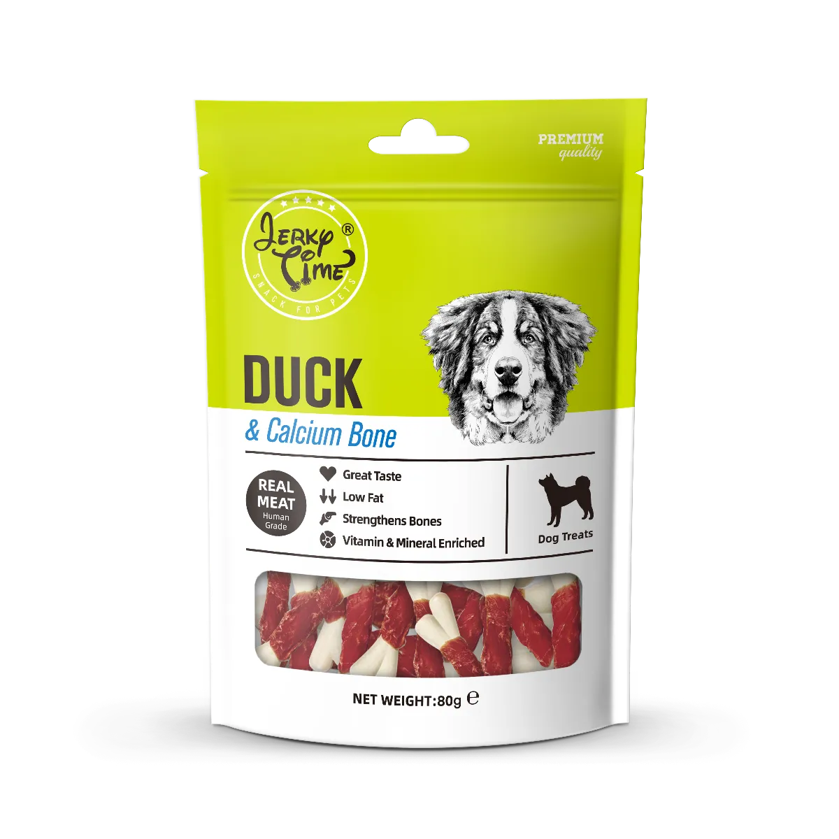 Jerky Time Duck & Calcium Bone wapienne kosteczki z mięsem kaczki, 80 g