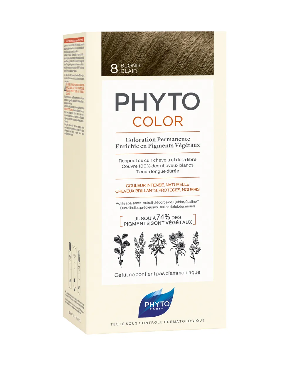 Phyto Color, farba do włosów, 8 jasny blond, 1 opakowanie