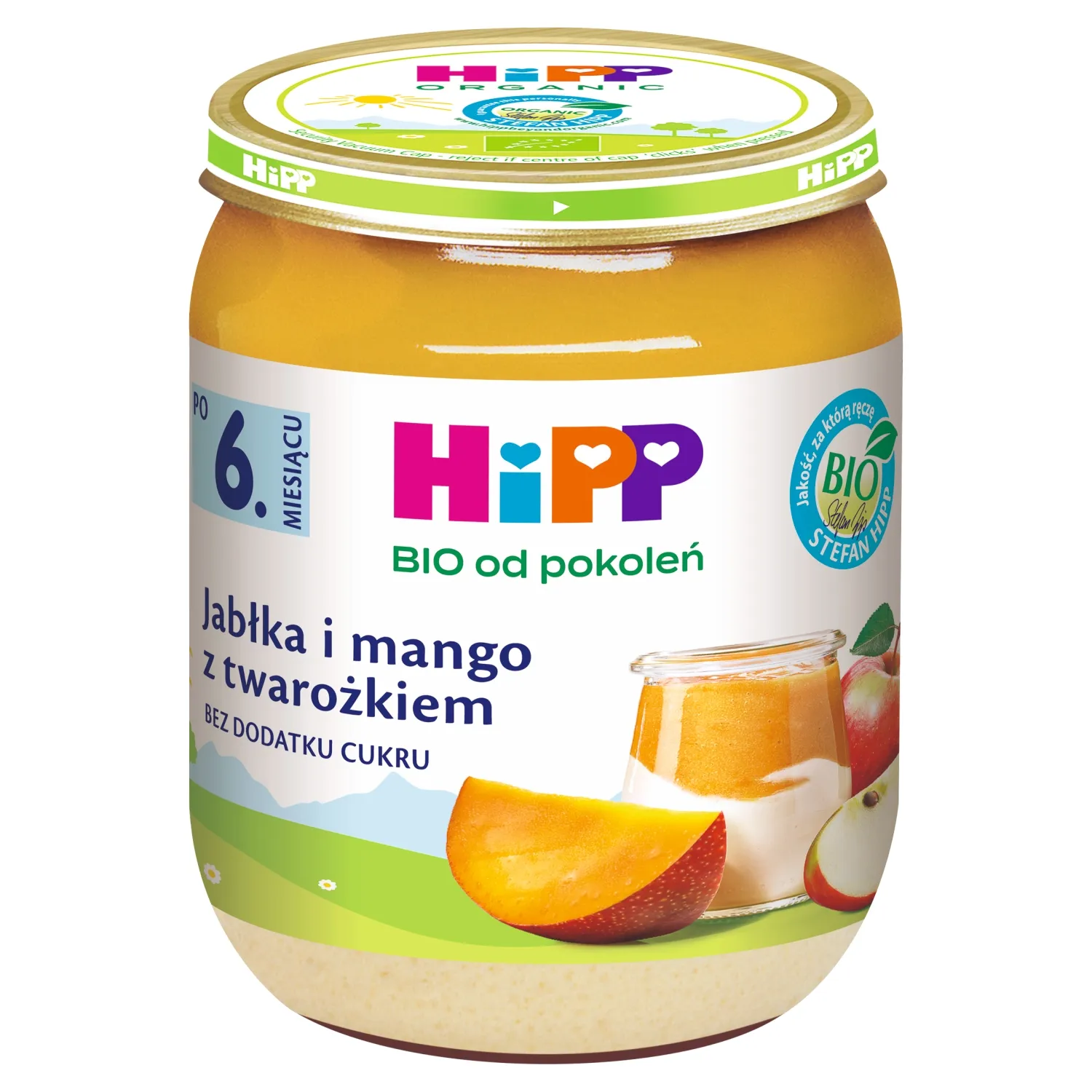 HiPP BIO od pokoleń Jabłka i mango z twarożkiem po 6. miesiącu, 160 g
