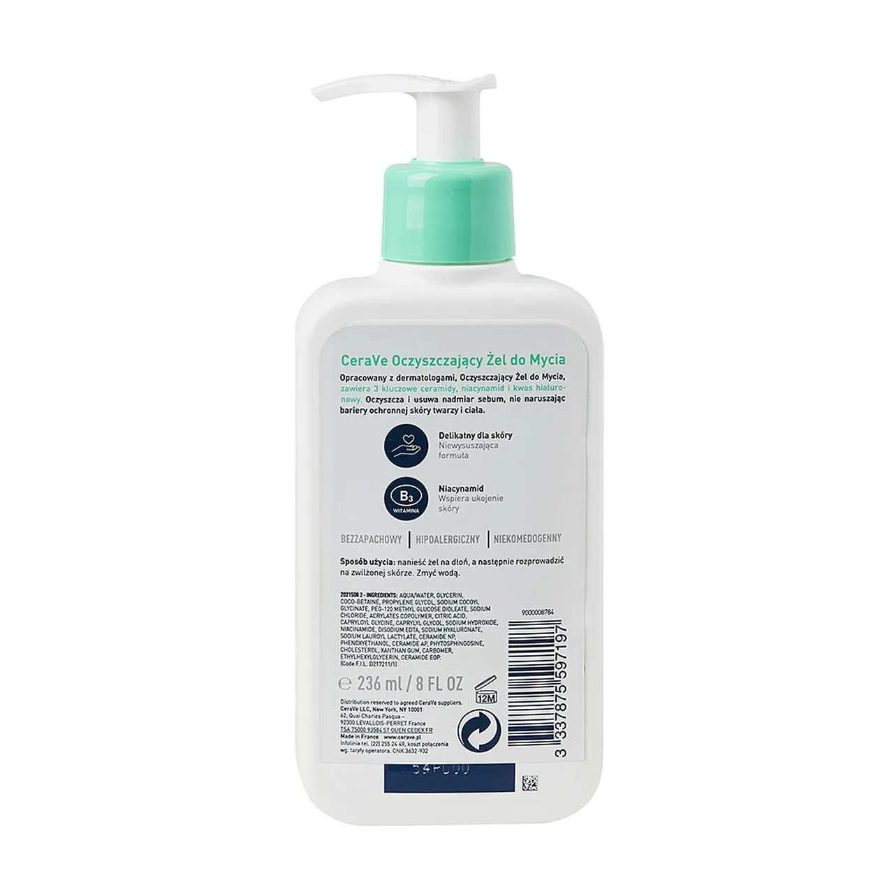 CeraVe, żel oczyszczający do mycia z ceramidami, 236 ml 