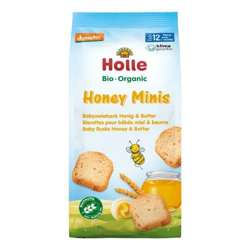 Holle Bio Mini sucharki z miodem i masłem, 100 g