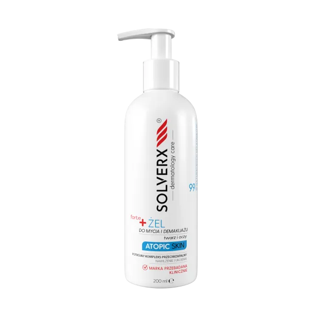 Solverx Atopic Skin +forte żel do mycia twarzy i demakijażu oczu, 200 ml
