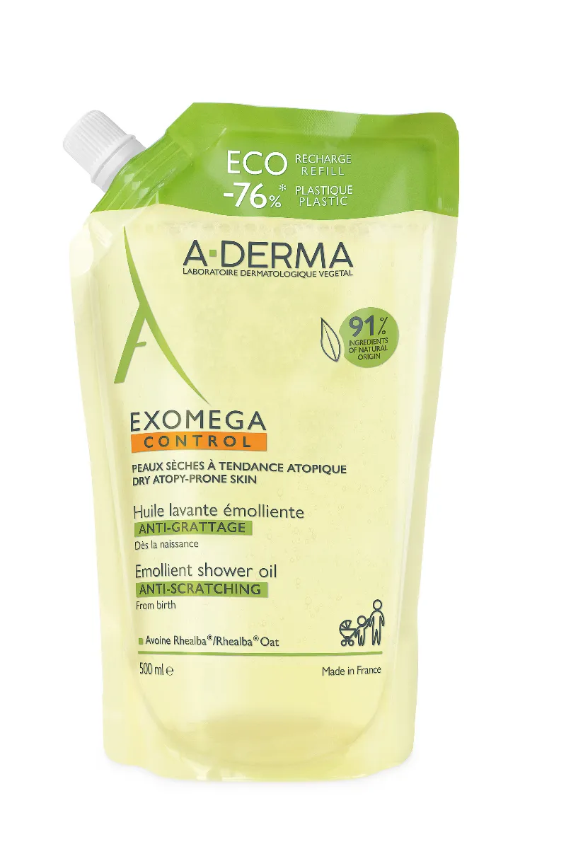 A-Derma Exomega Control, olejek emolient pod prysznic, uzupełnienie, 500 ml 