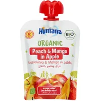 Humana 100% Organic mus owocowy brzoskwinia i mango w jabłku, 90 g