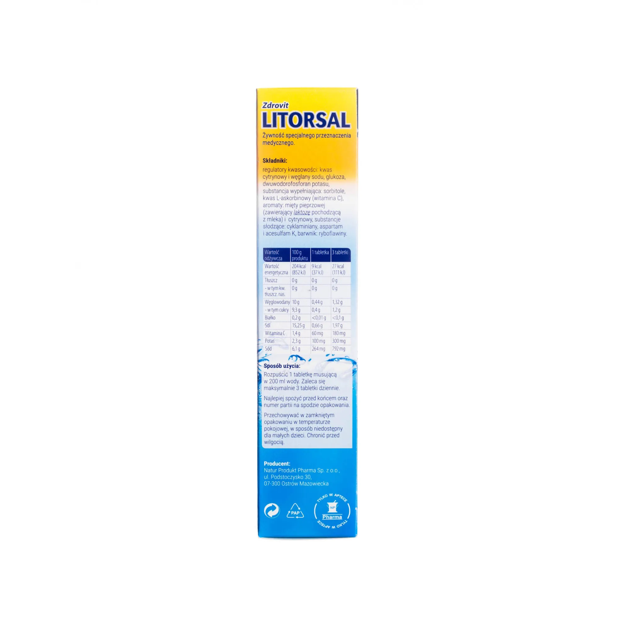Zdrovit Litorsal, smak cytrynowo-miętowy, 24 tabletki musujące 