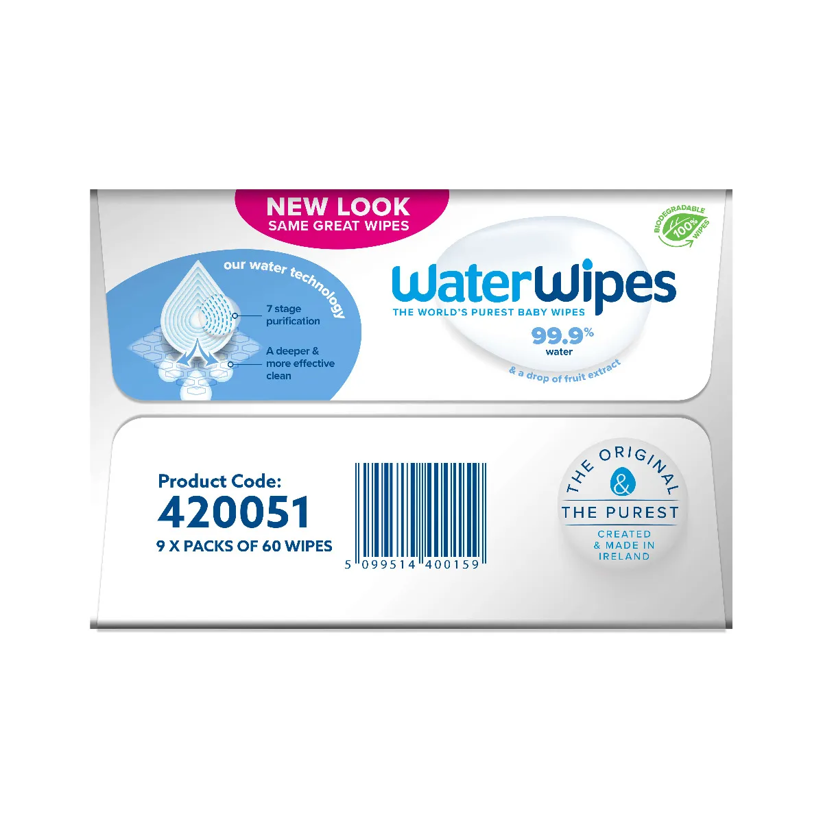 WaterWipes BIO, chusteczki nawilżane wodne, 9-pack, 9 x 60 sztuk 