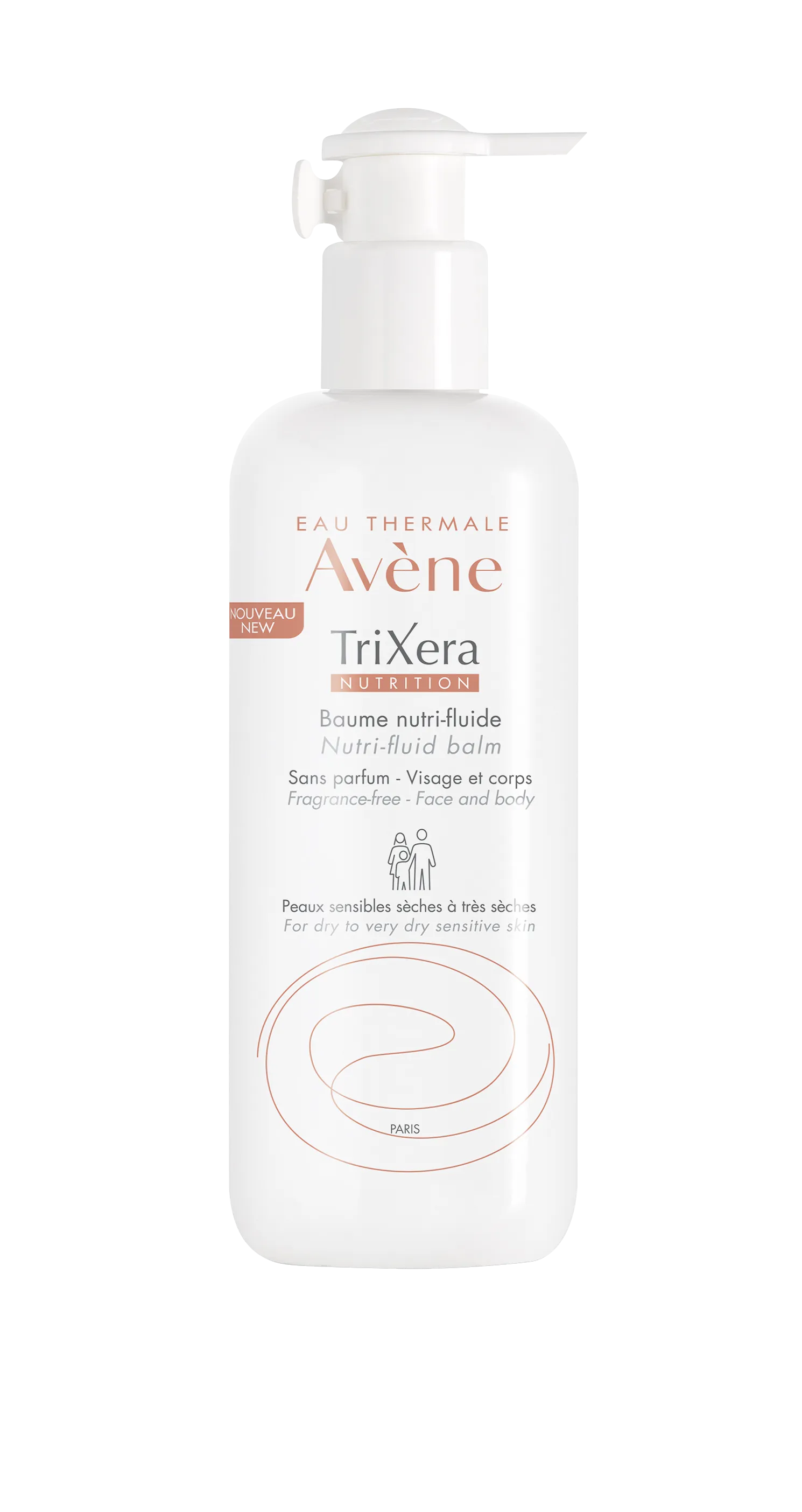 Avene Trixera Nutri-Fluid, bezzapachowy balsam do twarzy i ciała, 400 ml