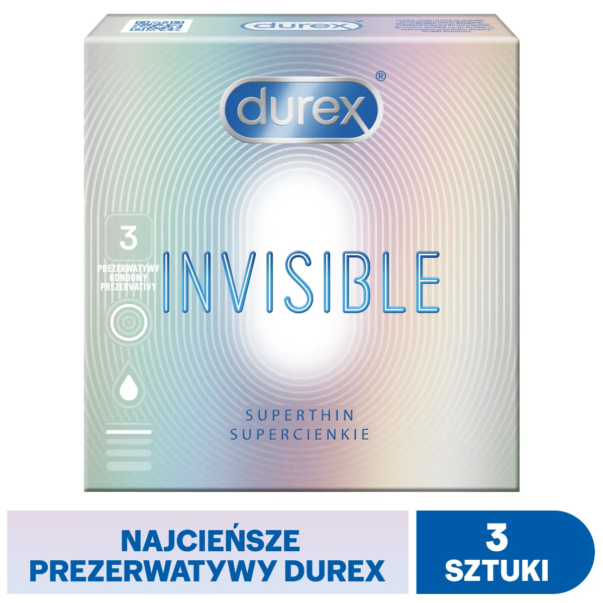 Prezerwatywy Durex INVISIBLE ekstra cienkie, 3 szt.