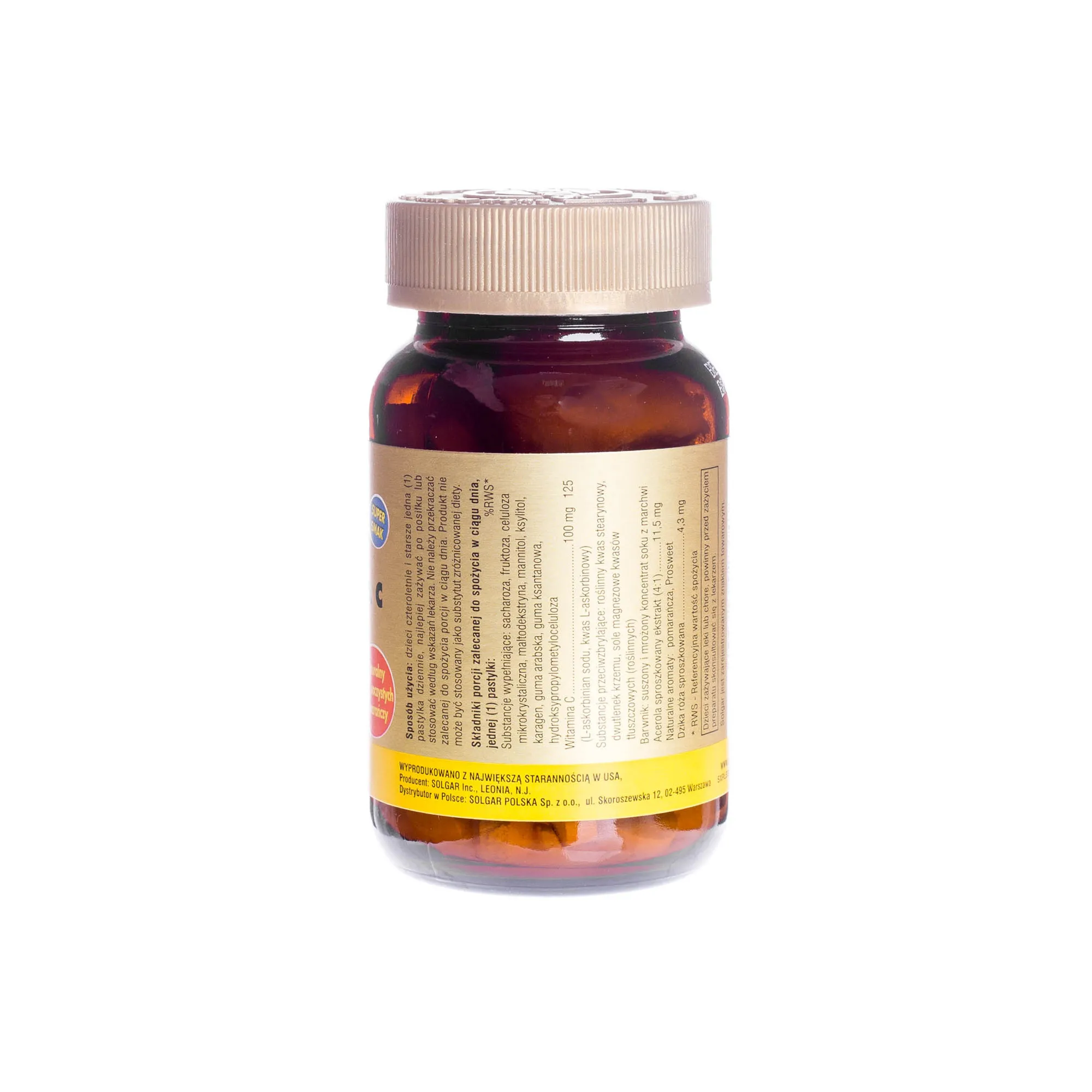 Solgar kanguwity witamina C 100 mg, suplement diety, 90 pastylek do ssania 