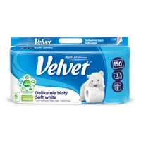 Velvet Delikatnie Biały Papier toaletowy, 8 szt.