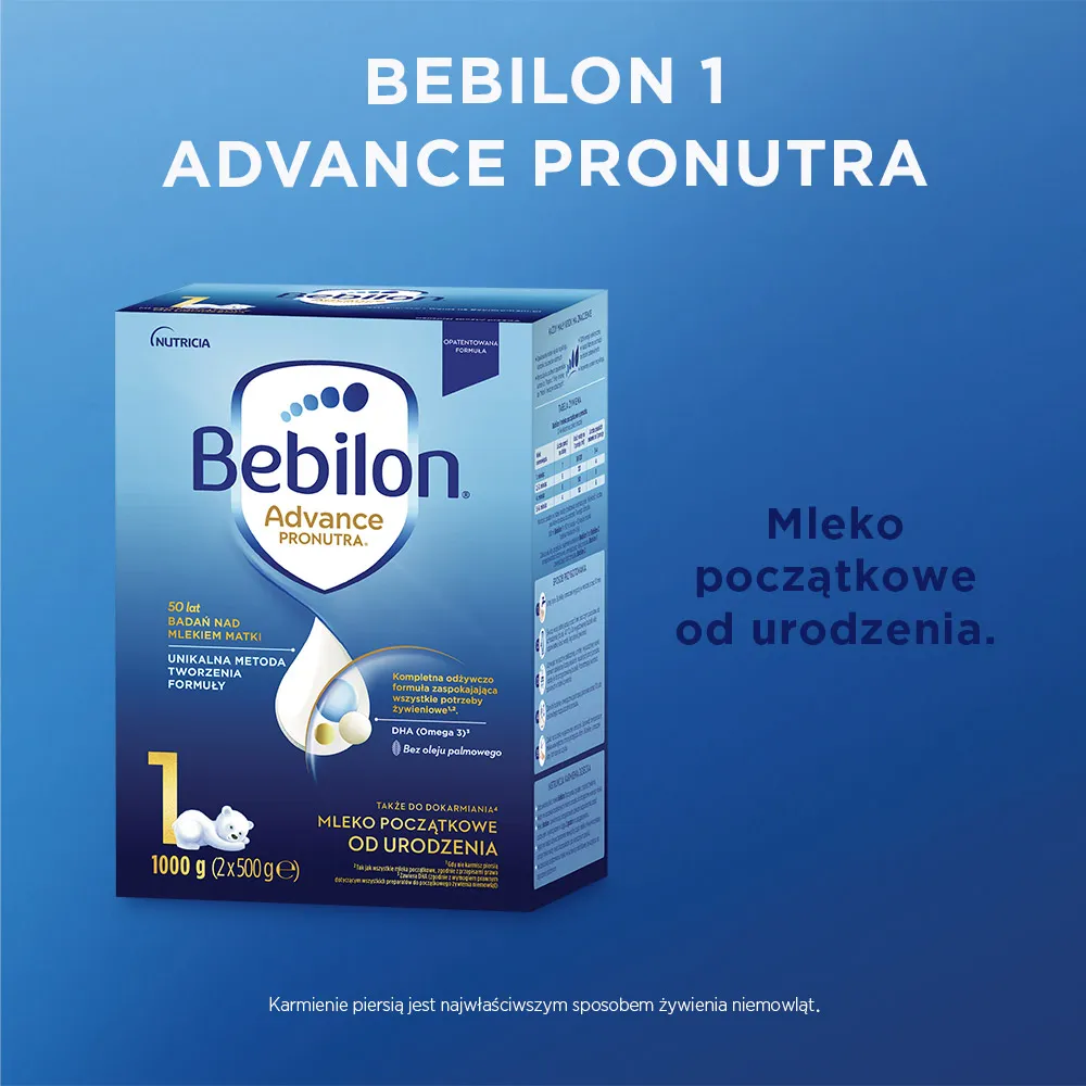Bebilon 1 Advance Pronutra, mleko początkowe od urodzenia, 1000 g 