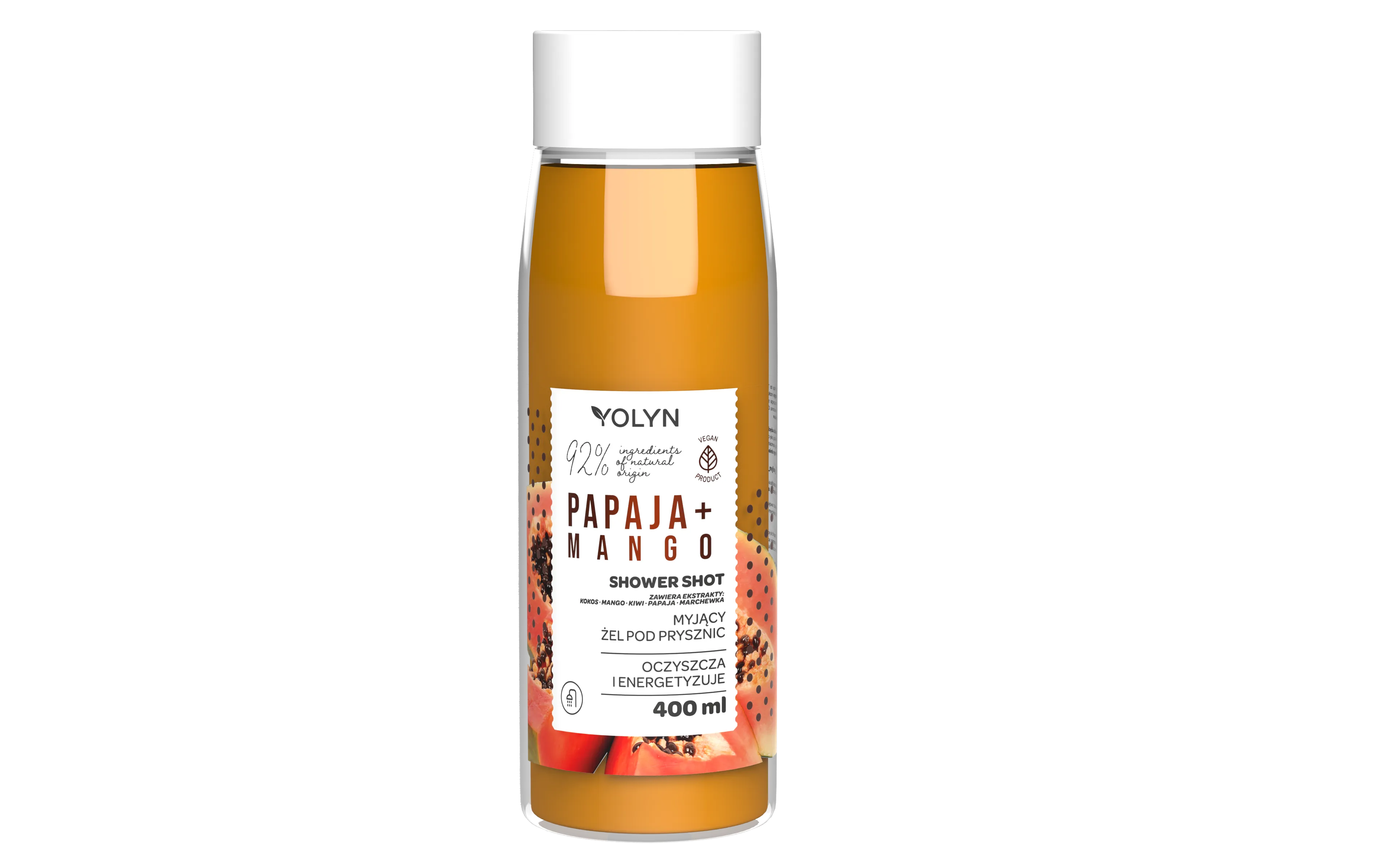 Yolyn Shower Shot żel pod prysznic papaja + mango, 400 ml