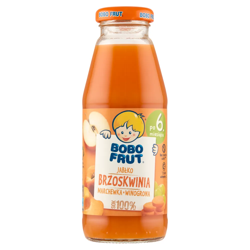 Bobo Frut 100% sok jabłkowo-marchewkowy z brzoskwinią i winogronami, 300 ml
