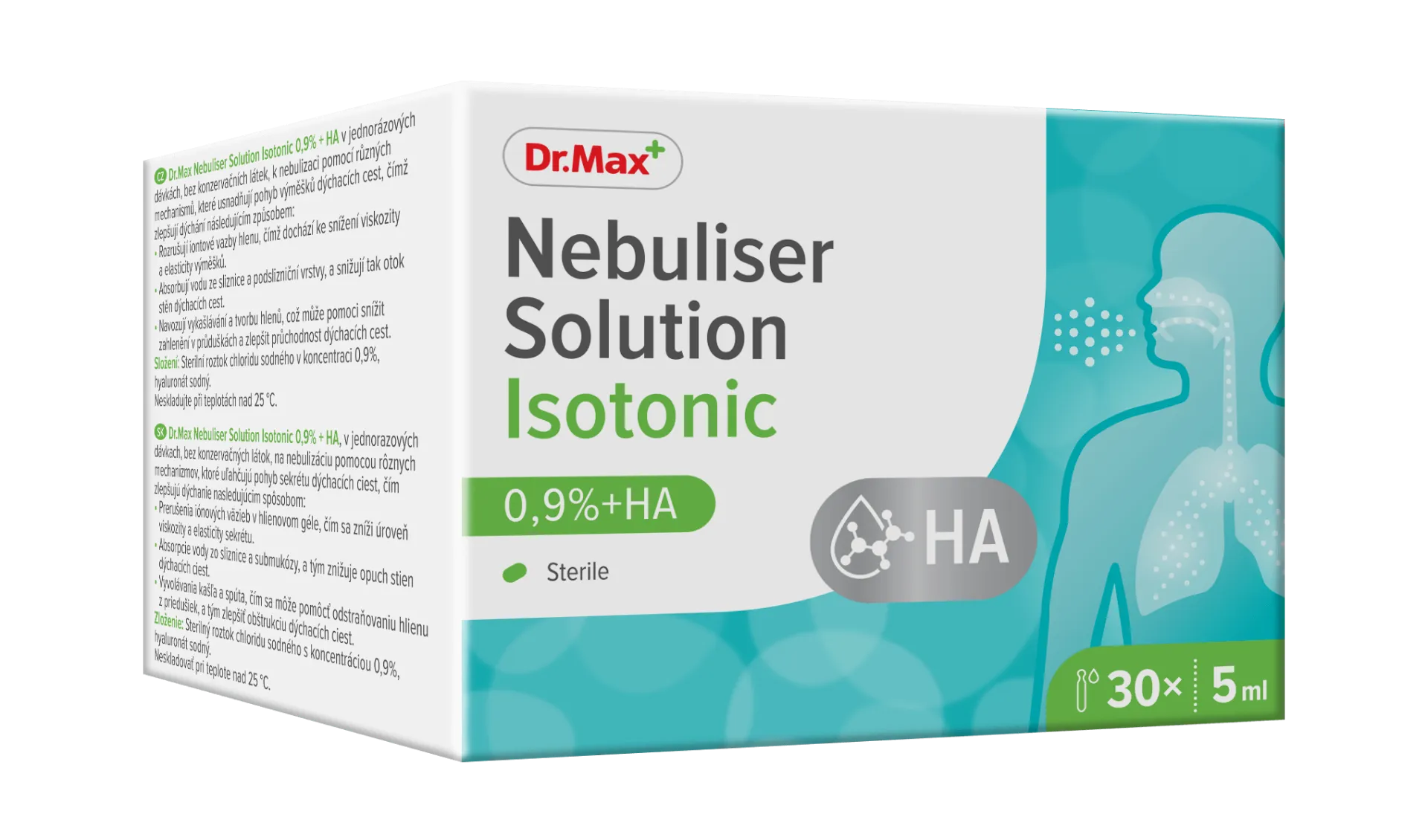 Nebuliser Solution Isotonic 0,9%+ HA Dr.Max, płyn do inhalacji, 5ml, 30 ampułek