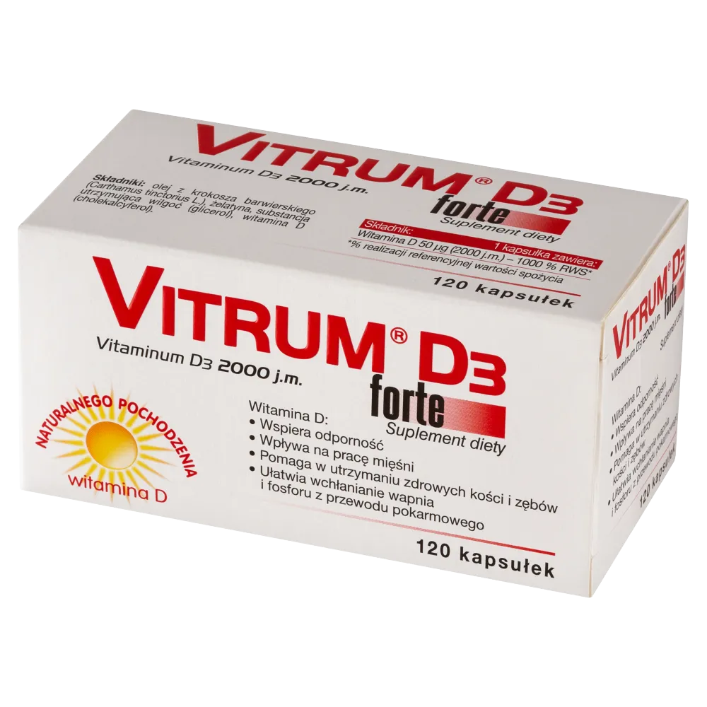 Vitrum D3 Forte, suplement diety, 120 kapsułek 