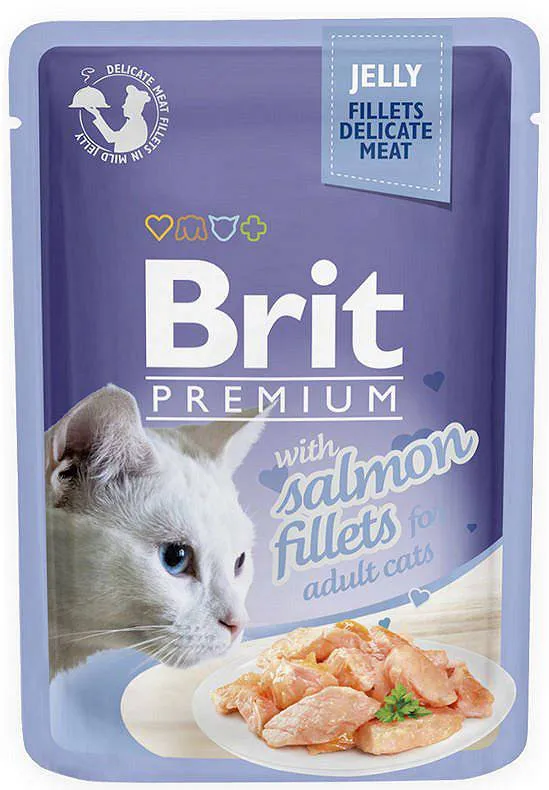 Brit Premium Adult Salmon Fillets Jelly Mokra karma z filecikami łososia dla kota, 85 g