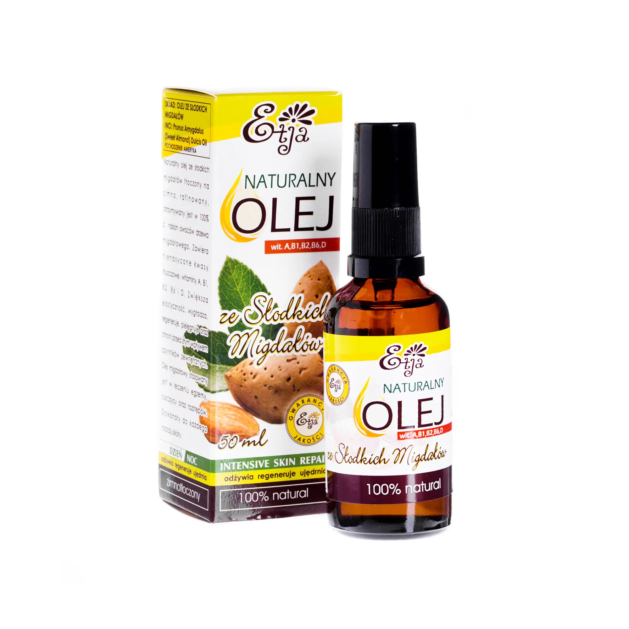 Etja naturalny olej ze słodkich migdałów intensive skin repair, 50 ml