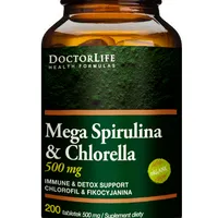 Doctor Life Mega Spirulina & Chlorella 500mg, suplement diety, 200 tabletek